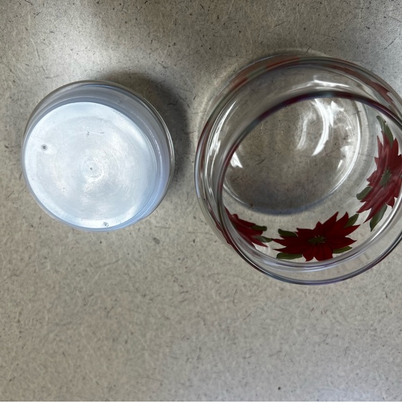‼️Final Price‼️ 🎄Candy Jar Poinsettia Christmas, Libbey Clear Glasss. 🎄 - Picture 3 of 4